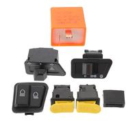 Parliky Ensemble de 7 Pièces Commutateurs de Commande Moto en Plastique et Alliage, Commodo de Clignotants et Interrupteur de Klaxon Compatibles Motos, Kit Interrupteur de Phares Adapté