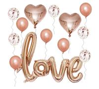 Parliky Ensemble de Ballons Mariage 12 Pouces Latex Perlé 5 Pièces 12 Pouces Ballons Confettis 5 Pièces Aluminium Cœur Love 108 CM Rose Dorado pour Décoration Fête Fiançailles