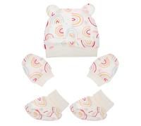 Parliky Ensemble de Bonnet 1 Set en Coton pour Bébé -né, Confortable et Élastique Moufles Anti-griffures pour L'hiver Froid