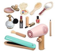Parliky Ensemble de Maquillage Factice pour Filles en Bois 1 Trousse de Maquillage Madonna, Kit de Jeu D’Imitation pour Tout-Petits, Accessoires Variés pour Jeux de Rôle et Développement
