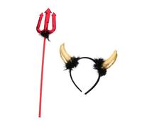 Parliky Ensemble De -Têtes En Corne Costume De Diable Halloween Bandeau Pour Enfants Cornes Bandeau Fourche À Cheveux Femmes