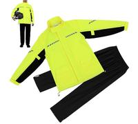 Parliky Ensemble Imperméable de Pluie pour Homme XXL Veste et Pantalon Cyclisme avec Bandes Réfléchissantes Couvre-Chaussures Inclus Tissu Imperméable Haute Performance Moto et Vélo