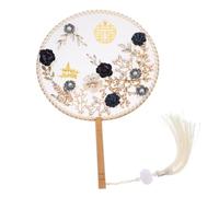 Parliky Éventail Rond Antiques pour Mariée Accessoire Photographie Style Chinois pour Mariages Baptêmes et Cosplay