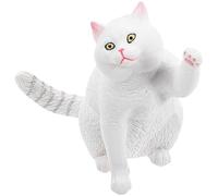 Parliky Figurine Chat British Shorthair Blanc Réaliste 1 Pièce, Modèle Animal de Simulation Décorative pour Maison, Bureau et Étagère, Statuette Légère et Portable pour Collection