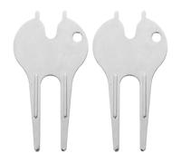 Parliky Fourche de Golf en Alliage de Zinc Verte Outil de Réparation de Divots Portable Poignée Ergonomique Lot de 2 Accessoire Golf pour Green Marqueur de Balle Professionnel Usage