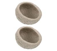 Parliky Gamelles d'eau en Résine pour Reptiles et Lézards, 2pcs Bassins Imitation Pierre Stables pour Alimentation et Boisson d'animaux Domestiques