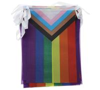 Parliky Guirlande de Drapeaux Triangle Arc-en-ciel Progress Pride 25 Pièces 14x21 Cm Polyester Réutilisable Décoration Fête Lgbt Intérieure et Extérieure