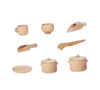 Parliky Jouets Bois pour Garçon Fille Vaisselle Simulation Cuisine Accessoires Cuisine Sûrs pour Développement et Motricité Fine