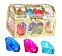 Parliky Jouets de Plongée pour Piscine Garçon et Filles, Ensemble 11 Pcs avec 10 Faux Diamants Acryliques 40 Mm Colorés et Coffre au Trésor Pirate, Bain Sirène et Chasse au Trésor,