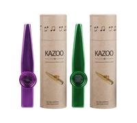 Parliky Kazoo en Métal 2 Pièces Tubes en Papier Couleurs Violet et Vert Instrument de Musique Amusant et Éducatif pour Apprentissage Accompagnement Guitare et Ukulélé