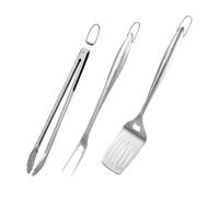 Parliky Kit Barbecue Extérieur Acier Inoxydable avec Spatule Fourchette et Pince Ergonomiques pour Camping et Barbecue Plein Air