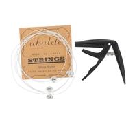 Parliky Kit Complet Cordes de Guitare Classique en Nylon Blanc 4 Pièces avec Capo Noir Pratique Facile à Utiliser pour Guitare