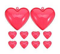 Parliky Lot de 10 Boîtes de Cœur à Remplir, Plastique Rouge Translucide, Dimensions 100 X 98 X 56 Mm, Boîtes à Bonbons pour Saint-valentin, Coffrets Décoratifs Suspendus pour