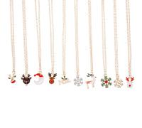 Parliky Lot de 10 Pendentifs de Noël en Alliage Coloré Collier Pendentif Festif pour Femmes Bijoux de Fête pour Dîner et Présent de Noël Décoration pour Chaîne de Clavicule