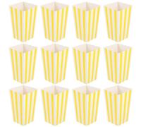 Parliky Lot de 12 Boîtes à Popcorn en Papier Rayures Jaunes Grandes Boîtes d'Emballage pour Popcorn et Frites Contenants Jetables pour Snacks de Fête Adaptés aux Événements et Cinéma