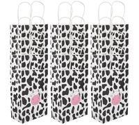 Parliky Lot de 12 Paquet en Papier Kraft avec Anses, Pliables et Résistants, pour Présents et Fêtes, Design Original Vache, pour Shopping et Emballage