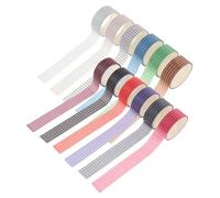 Parliky Lot de 12 Rubans Washi Quadrillés et Unis 15 MM X 10 M en Papier Washi Japonerie pour Scrapbooking Journaling Loisirs Créatifs et Emballage Présent