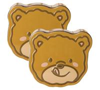 Parliky Lot de 2 Boîtes à Biscuits en Fer Blanc D’Ours Mignon Boîtes de Fête Couvercles pour Bonbons Cookies et Emballage Présent Décoratif pour Occasions Festives