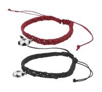 Parliky Lot de 2 Bracelets de Sport Football Tressés Ajustables en Ficelle, Couple Homme Femme, Couleurs Noir et Rouge, Bracelets pour Fête à Thème Football et Présents Sportifs,