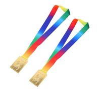 Parliky Lot de 2 Médailles de Judo Rectangulaires en Alliage de Zinc Doré avec Ruban - Récompenses en Métal pour Compétitions Scolaires et Tournois D’Arts Martiaux - Présents