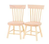 Parliky Lot de 2 Petites Chaises en Bois Miniatures, Accessoires pour Maison de Poupée 1/12, Meubles Décoratifs pour Scènes de Dollhouse et Photographie