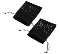 Parliky Lot de 2 Pochettes à Bijoux en Velours Noir Cordon Paquet de Rangement Multifonction pour Cartes de Tarot et Petits Objets Format Compact pour Organisation et Protection Usage