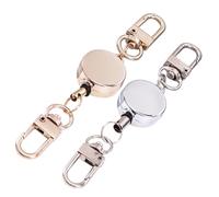 Parliky Lot de 2 Porte-clés Télescopiques Argenté et Or, Boucle Rétractable Flexible Haute Élasticité, Enrouleur de Badge Rétractable Multifonction pour Bureau et Activités Extérieures