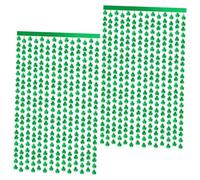 Parliky Lot de 2 Rideaux à Franges de Porte 1M X 2M en Aluminium Vert Motif Trèfle Décoration Fête Saint-Patrick Accessoire Photo Banderole à Franges pour Porte et Fenêtre Fournitures