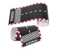 Parliky Lot de 2 Rubans Adhésifs de Circuit de Voitures Miniatures 10x200 Cm, Autocollants Réutilisables de Signalisation Routière à Thème Dessin Animé, Décoration de Piste pour Jeux