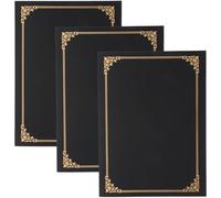 Parliky Lot de 3 Couvertures de Certificat en Papier Noir Dossier de Présentation Multi-Usages Étui de Protection pour Diplôme et Récompense Format Portable pour Bureau et Usage