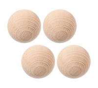 Parliky Lot de 4 Boules de Croquet en Bois Naturel Brut Ø 5 Cm, Sphères Rondes Légères pour Jeux de Pelouse et Entraînement Golf, Adaptées pour Jardin Extérieur et Activités en