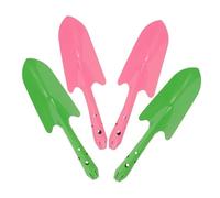 Parliky Lot de 4 Petites Pelles de Jardin en Fer pour Balcon et Jardin, Pelles Robustes Manche Intégré, Couleurs Vert et Rose, Outils Jardinage Main Polyvalents pour Creuser et Bêcher