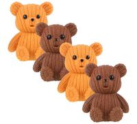 Parliky Lot de 4 Porte-clés Miniatures Ours en Résine Décor Micro-paysage Figurines Ours Orange et Marron Accessoires Décoratifs pour Maison et Bureau Présents Originaux