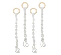 Parliky Lot de 4 Rallonges en Corde Macramé Blanc Tressé Suspendre de Plantes Support Jardinage Extérieur Extension pour Jardinière Suspendue Balcon et Terrasse