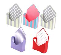 Parliky Lot de 5 Boîtes D’Emballage en Papier D’Enveloppe Étanches Pliables Motifs Pois Rouges Pois Beige Rayures Violettes et Bleu Pastel pour Bouquets et Présents Emballage