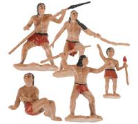 Parliky Lot de 5 Figurines d'hommes Primitifs en Résine Réaliste Mini Modèles Détaillés pour Table à Sable Décoration et Collection Scène de Chasse Préhistorique Ensemble de Modélisme