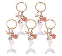 Parliky Lot de 5 Porte-clés Sirène en Métal et Résine Pendentif Coquillage Émaillé 3d, Breloques Décoratives Océaniques pour Paquet à Main, Porte-monnaie et Téléphone, Accessoires Charms