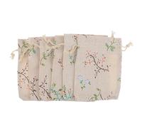 Parliky Lot de 50 Pochettes à Cordon en Toile de Jute 10x14 Cm, Motifs Branches Fleuries, Sachets Présents Réutilisables pour Bijoux, Fête, Emballage Présent Écologique