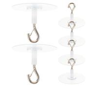 Parliky Lot de 6 Crochets Adhésifs de Plafond sans Perçage, Fixation Solide pour Moustiquaires et Rideaux à Baldaquin, Base 6,5 Cm, Support Mural sans Dommage, Utilisation Intérieure