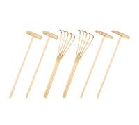 Parliky Lot de 6 Mini Râteaux à Sable en Bambou Naturel Comprenant Râteaux à Dents à Quatre Dents Cinq Griffes Outils Manuels pour Bac à Sable Jardin Zen et Décoration Feng Shui pour