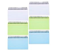 Parliky Lot de 6 Petits Blocs-notes à Spirale Lignés 7,6 X 12,7 Cm, Papier de Bureau, Couleurs Blanc, Bleu et Vert, Carnet Portable pour Notes, Listes et Mémos Scolaires et Professionnels