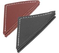 Parliky Lot de 6 Signets de Lecture Triangulaires en PU Cuir Protège-Coin Portable Couleurs Marron Foncé et Noir Ensemble pour Étudiants et Amoureux des Livres Kit de Marque-Pages