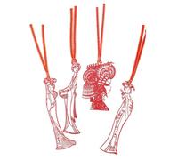 Parliky Marque-pages en Acier Inoxydable Rouge Léger Motifs de Visage D'opéra de Pékin, Lot de 4 Signets Creux Créatifs pour Lecture et École