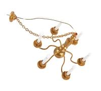 Parliky Miniature Suspension Luminaire Doré LED Blanc pour Décor Maison de Poupée Accessoire DIY pour Plafonnier de Chambre et Salon Modèle de Lustre Miniature pour Aménagement Paysager