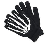 Parliky Moufles de Vélo Fluorescents Halloween à Doigts Entiers Motif Squelette Décoratif en Os de Crâne Taille Unique Chauds d'hiver pour Hommes Accessoires de Fête et Cyclisme en