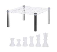 Parliky Moules en Silicone pour Pièces D’échecs Soi-même 6 Moules Flexibles Réutilisables Support de Rangement 16 Emplacements pour Coulée Résine Loisirs Créatifs Jeux de Société
