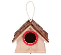Parliky Nichoir Bois Massif Artisanal Maison Oiseaux Suspendue Décorative Abri Sûr pour Petits Oiseaux Nid Oiseau Bois Naturel Décoration Intérieure et Extérieure