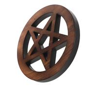Parliky Ornement Pentagramme en Bois Massif Plaque Rituelle Wiccan Marron Clair Décor de Carreaux d'Autel pour Table et Bureau Accessoire Rituel Symbolique et Jeu de Divination pour