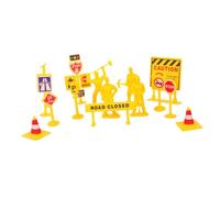 Parliky Panneau De Sécurité Routière pour Chantier Mini Cônes De Signalisation pour Chantier Figurine Miniature Petits Panneaux De Barrage Routier Panneau D'Arrêt Mini Cônes De