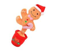 Parliky Peluche Dansante et Chantante Gingerbread Man Noël, Parlant Interactif pour Garçon et Filles, Décoration Festive Lumineuse Verte, Présent de Fête 1 Pièce